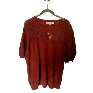 LOFT Women's Ruffle Puff Sleeve Sweater Tee NWT